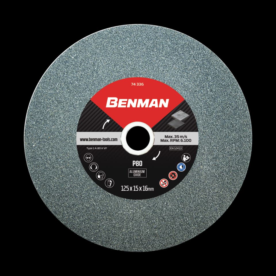 PIATRĂ POLIZOR DE BANC CU POLIZOR DE BANC CU 2 ROȚI 125x15x16 mm 80k, BENMAN