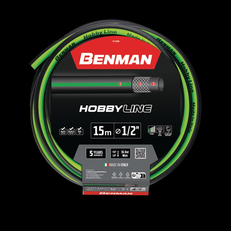 FURTUN HOBBY LINE, BENMAN 1/2"X 15 m (VERT STRIPES)