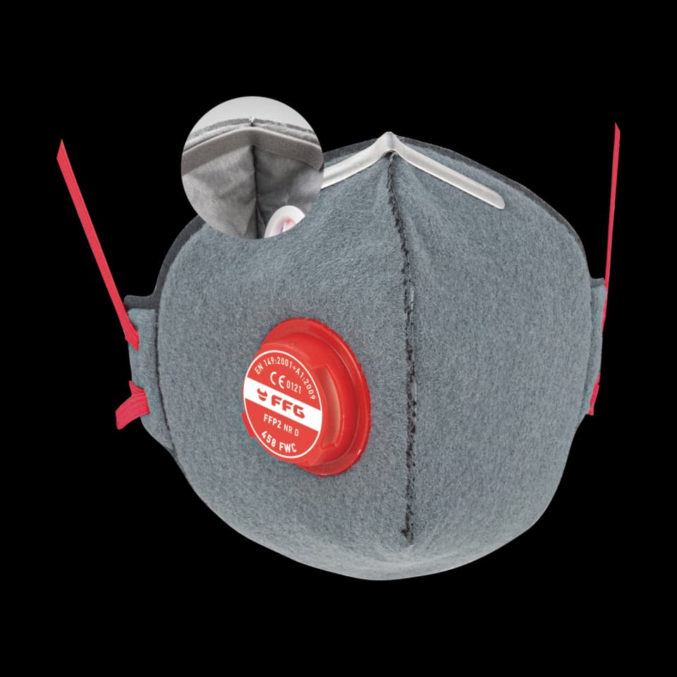 MASCA PROTECTIE CU CARBON 458 FWC FFP2, CU VALVA, GRI, FF GROUP
