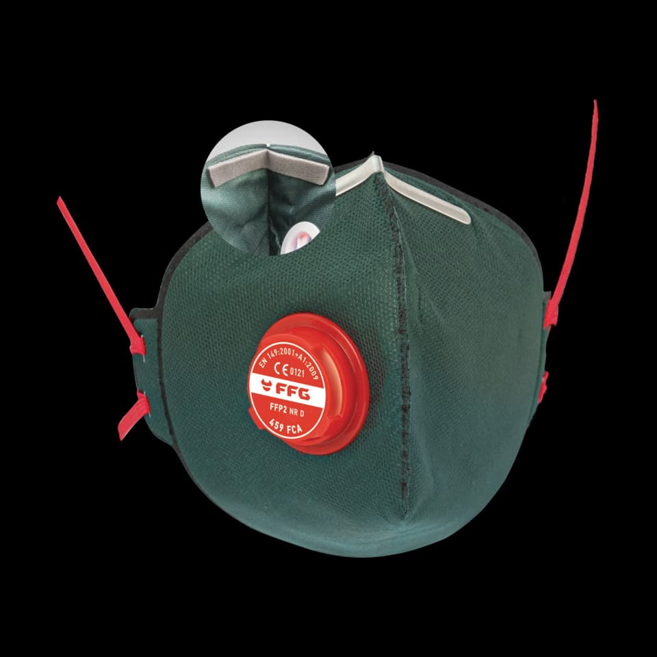 MASCA PROTECTIE CU CARBON 459 FCA FFP2, CU VALVA, VERDE, FF GROUP