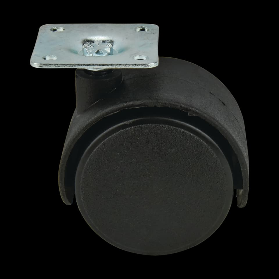 ROATĂ DIN NYLON CU FRÂNĂ 50mm WITH 38x38x1,5mm PLATE BLACK FF GROUP