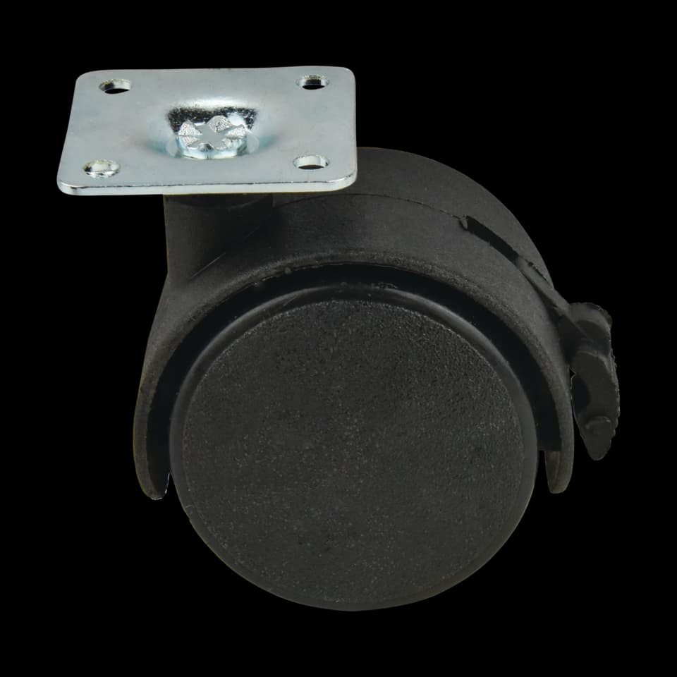 ROATĂ DIN NYLON FĂRĂ FRÂNĂ 50mm WITH 38x38x1,5mm PLATE BLACK FF GROUP