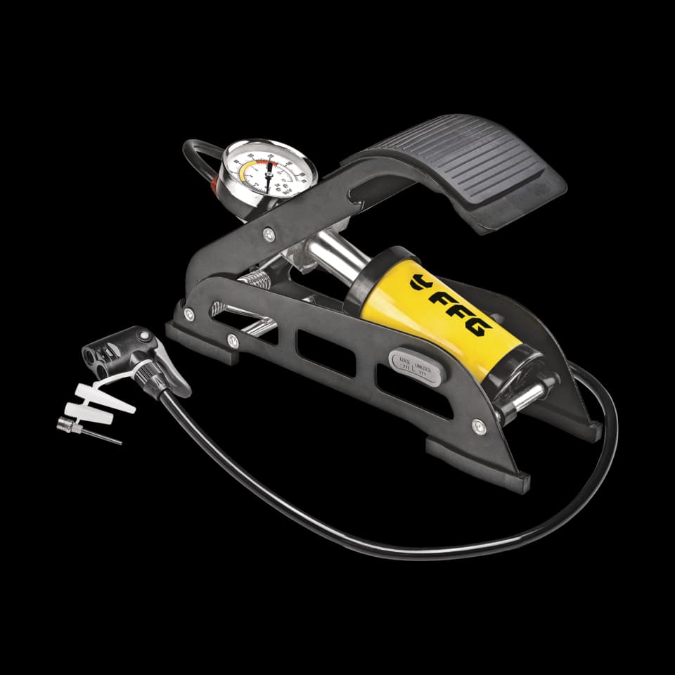POMPĂ DE PICIOR CU TAMBUR UNIC ȘI MANOMETRU DIN METAL, 7BAR/100PSI, FF GROUP