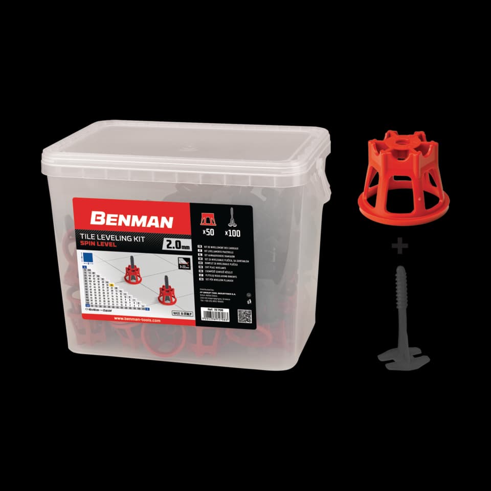 CHIT PLACI NIVELANTE CU 100 DISTANȚIERE LINEARE 2mm & 50 PENE PENTRU Î3-22mm,  LIGHT LEVEL, BENMAN