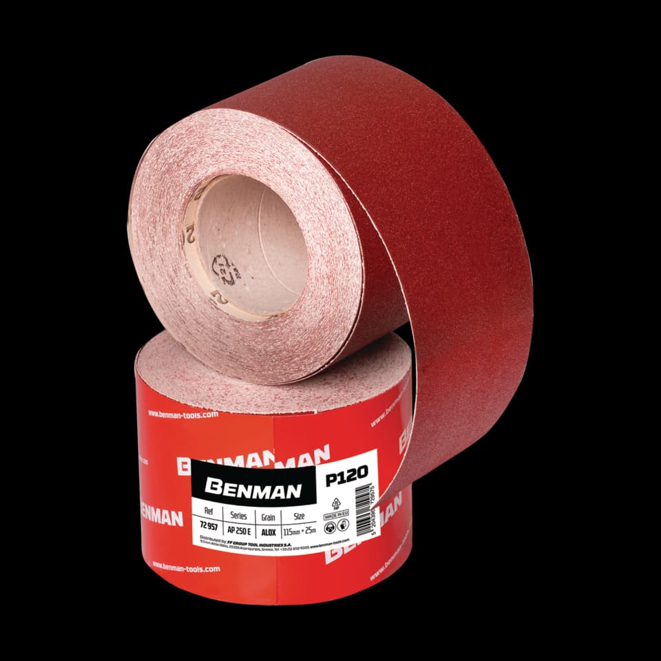 ROLĂ DE ŞLEFUIT CU OXID DE ALUMINIU, E-WEIGHT, 115mmx25m, 180G, BENMAN