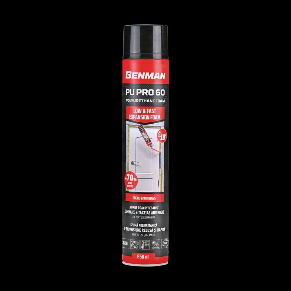 SPUMĂ POLIURETANICĂ CU EXPANSIUNE REDUSĂ ȘI RAPIDĂ PU PRO 60, 750 ml, BENMAN