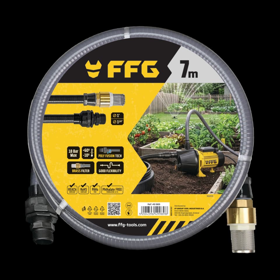 FURTUN DE ASPIRAȚIE CU FILTRU PENTRU POMPE, 7m, FF GROUP