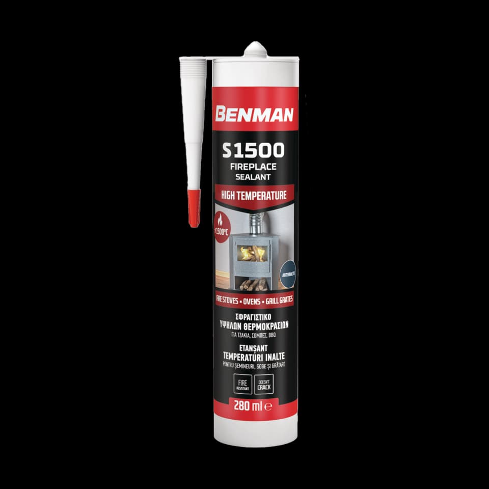 ETANȘANT PENTRU ȘEMINEURI LA TEMPERATURI ÎNALTE S1500, CARTUȘ, 280 ml, ANTRACIT, BENMAN