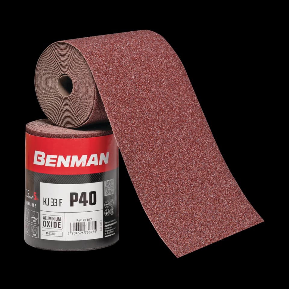 ALUMINIUM OXIDE F-CLOTH ROLL KJ 33 F, 115mmx5m, P80, BENMAN