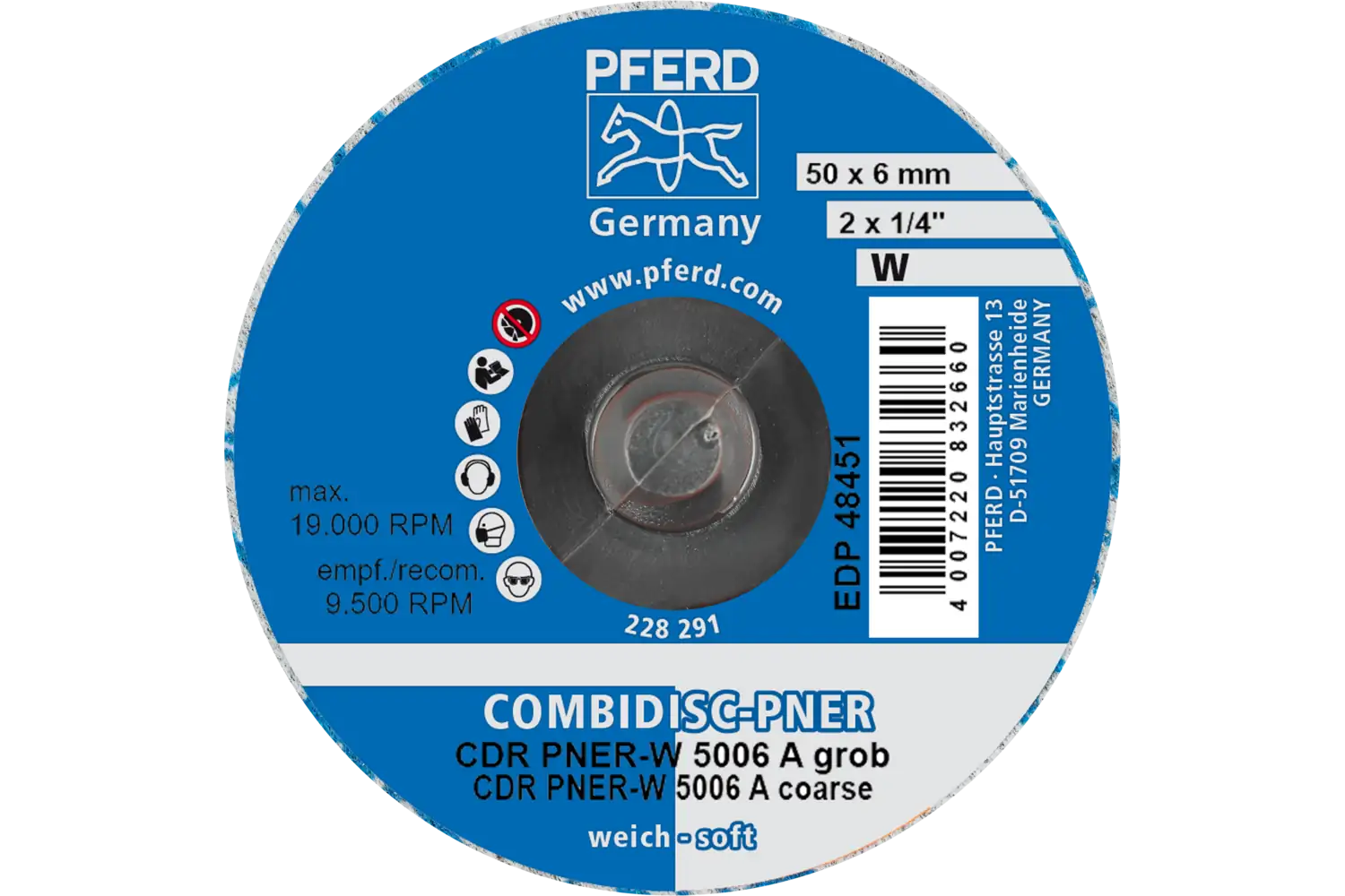 Disc abraziv cu prindere rapidă (sistem COMBIDISC) CDR PNER-W 5006 A G 3