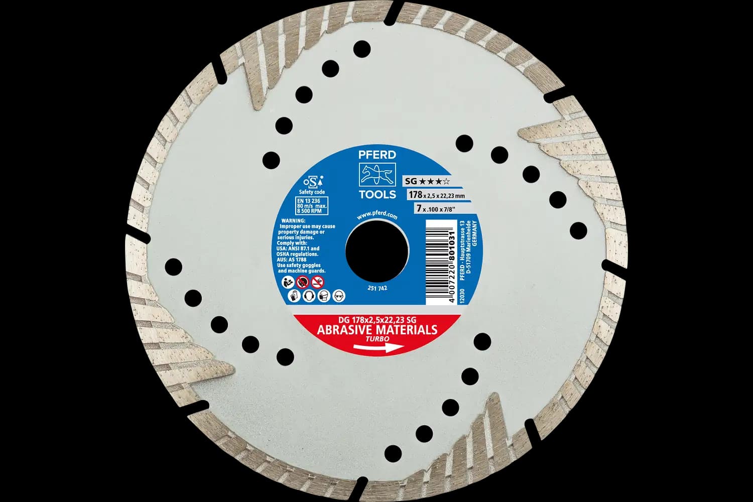 Disc de debitat diamantat DG 178 x 2,5 x 22,23 SG