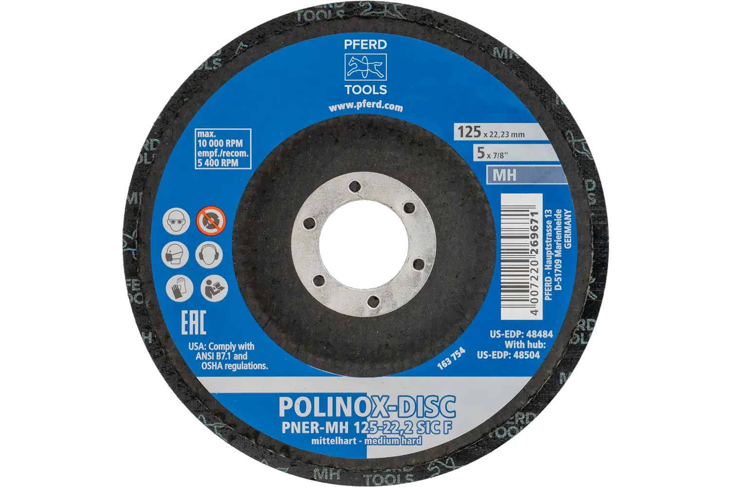 Corp abraziv nețesut cu tijă (POLINOX) DISC PNER-MH 125-22,2 SiC F 3