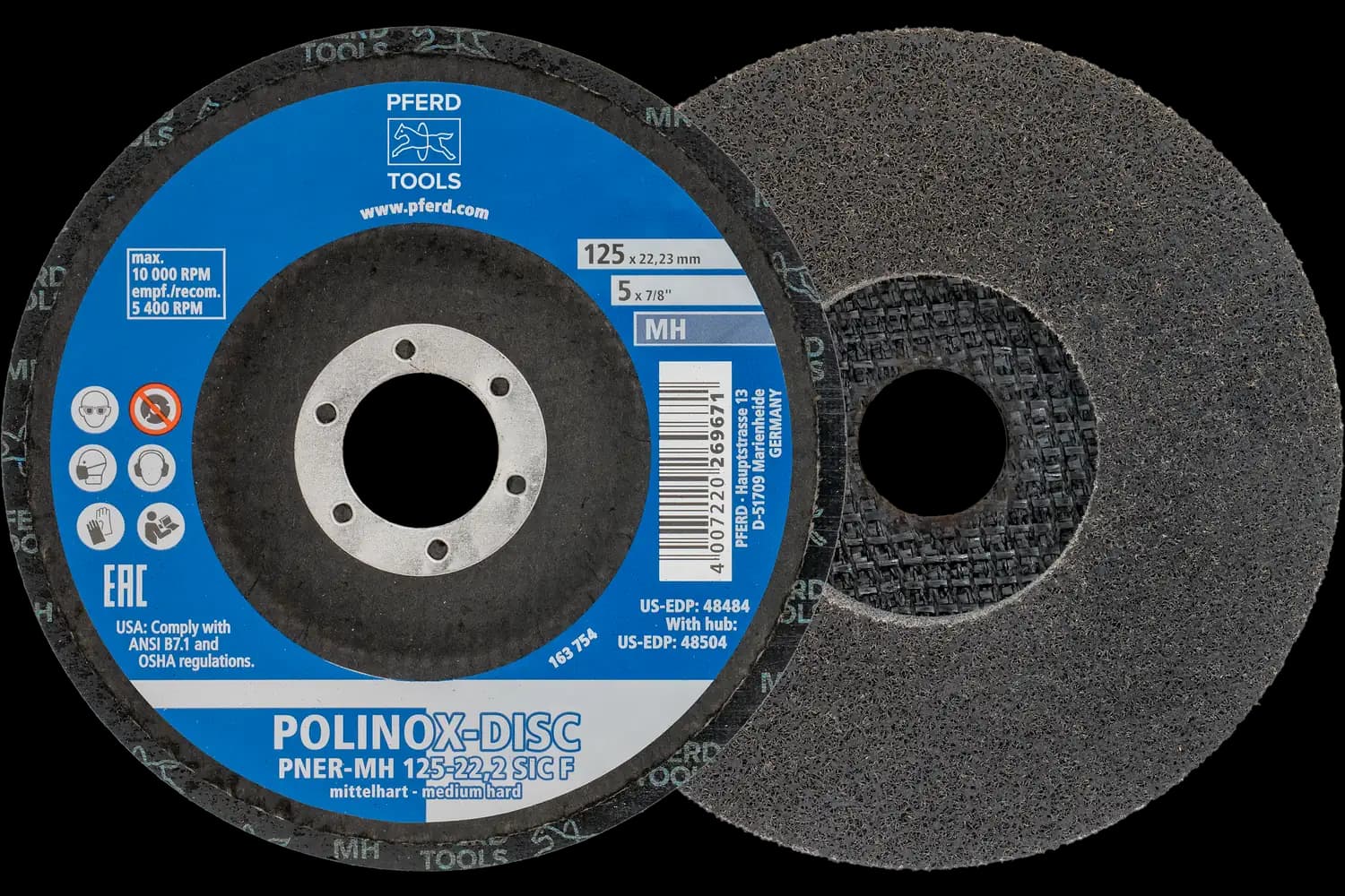 Corp abraziv nețesut cu tijă (POLINOX) DISC PNER-MH 125-22,2 SiC F