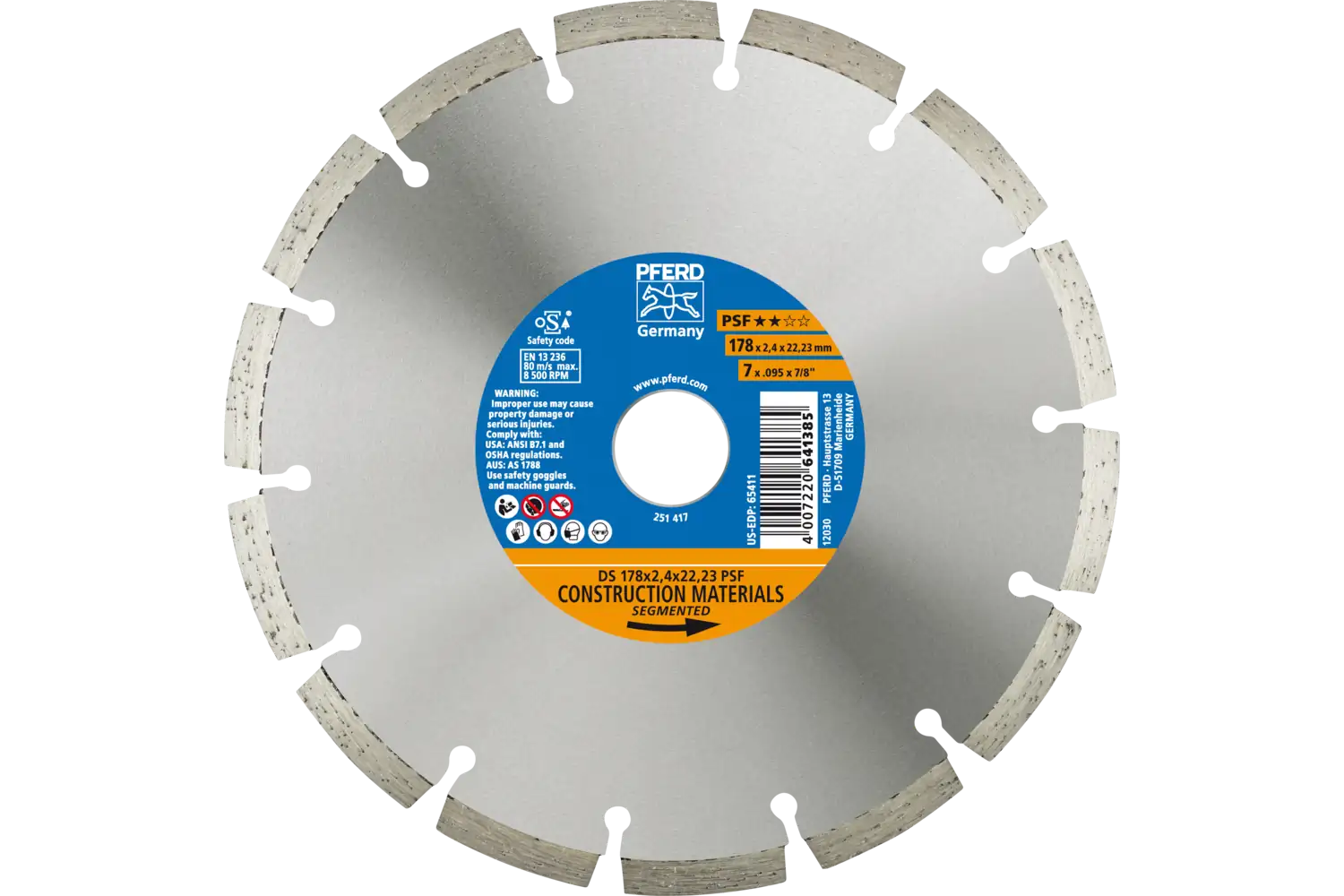 Disc diamantat de debitat / Lamă diamantată DS 178 x 2,4 x 22,23 PSF