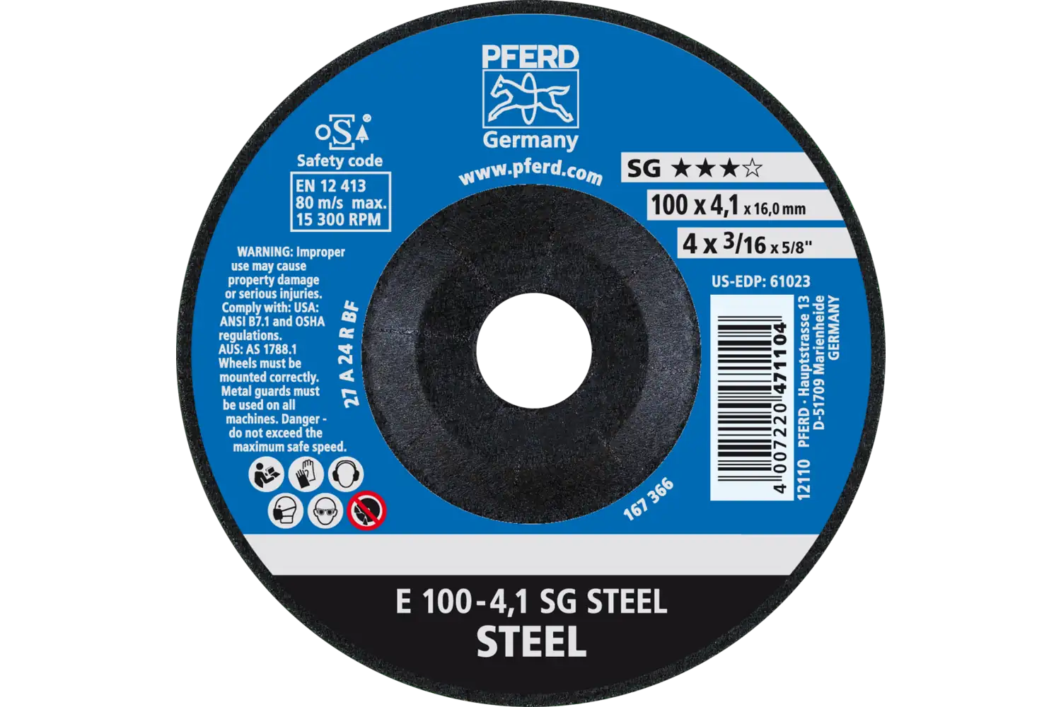Disc de șlefuire (polizor de banc / universal) E 100-4,1 SG STEEL/16,0