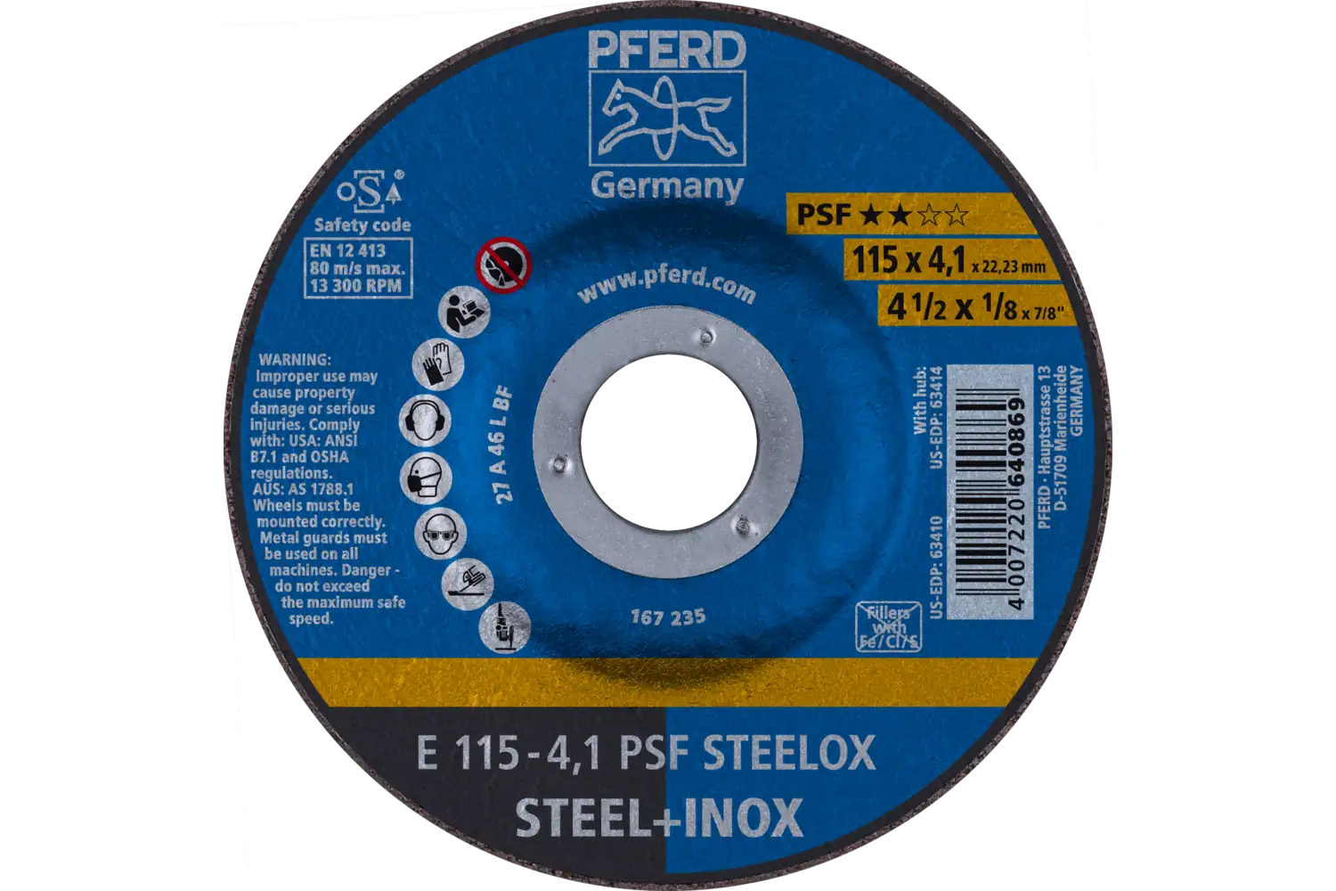 Disc de șlefuire (polizor de banc / universal) E 115-4,1 PSF STEELOX