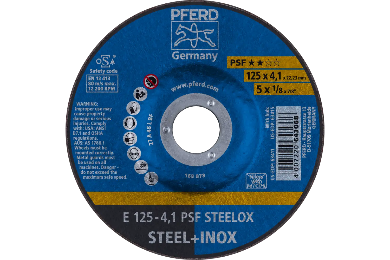 Disc de șlefuire (polizor de banc / universal) E 125-4,1 PSF STEELOX