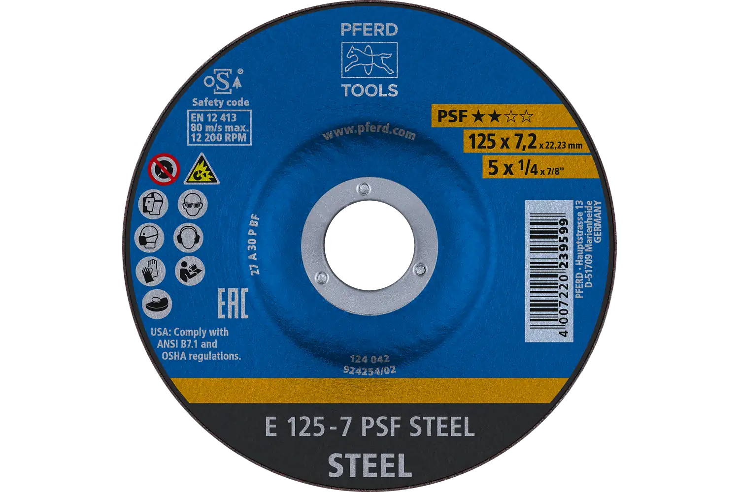 Disc de șlefuire (polizor de banc / universal) E 125-7 PSF STEEL