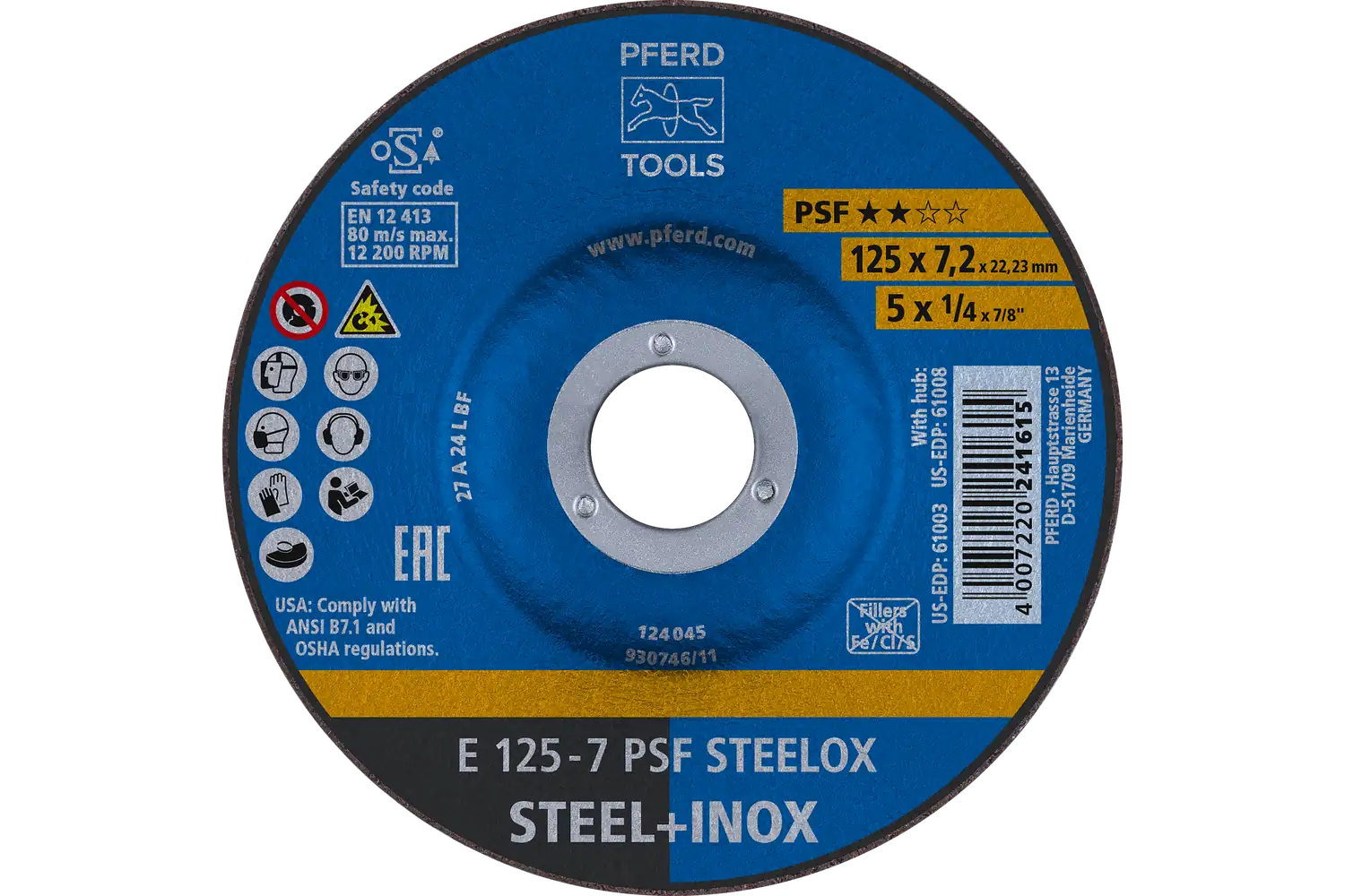 Disc de șlefuire (polizor de banc / universal) E 125-7 PSF STEELOX