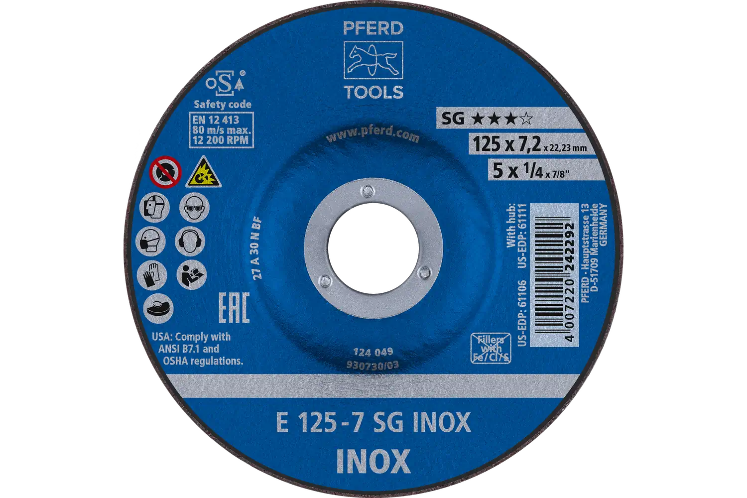 Disc de șlefuire (polizor de banc / universal) E 125-7 SG INOX