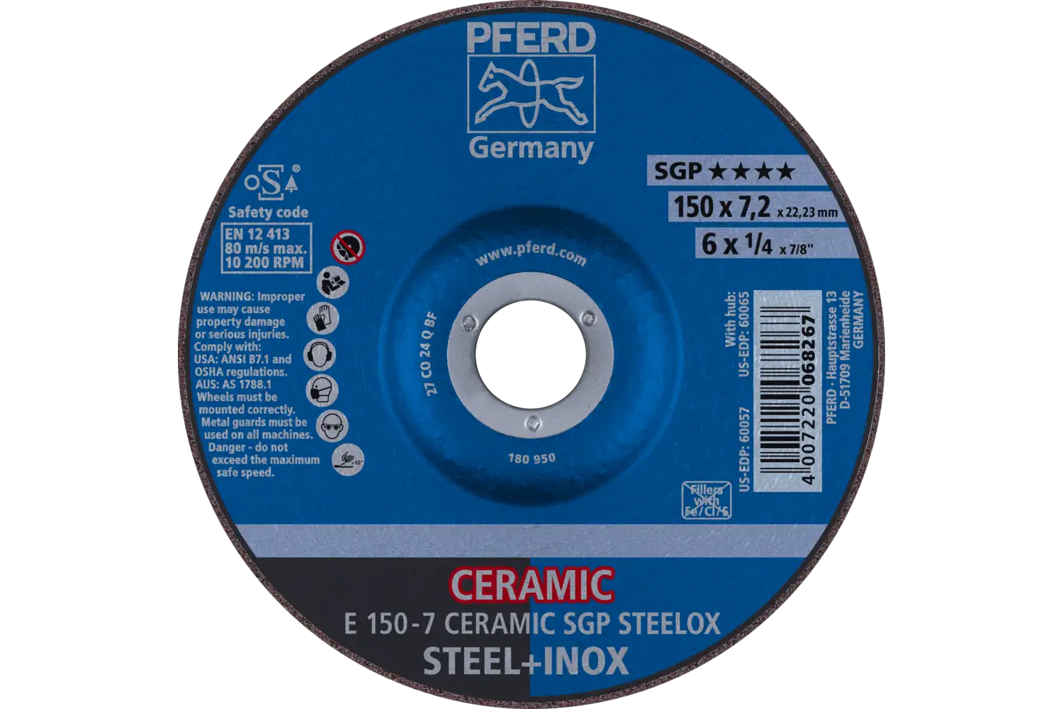 Disc de șlefuire (polizor de banc / universal) E 150-7 CERAMIC SGP STEELOX