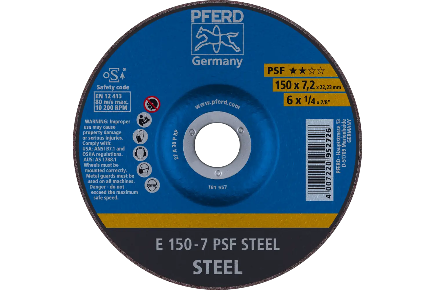 Disc de șlefuire (polizor de banc / universal) E 150-7 PSF STEEL