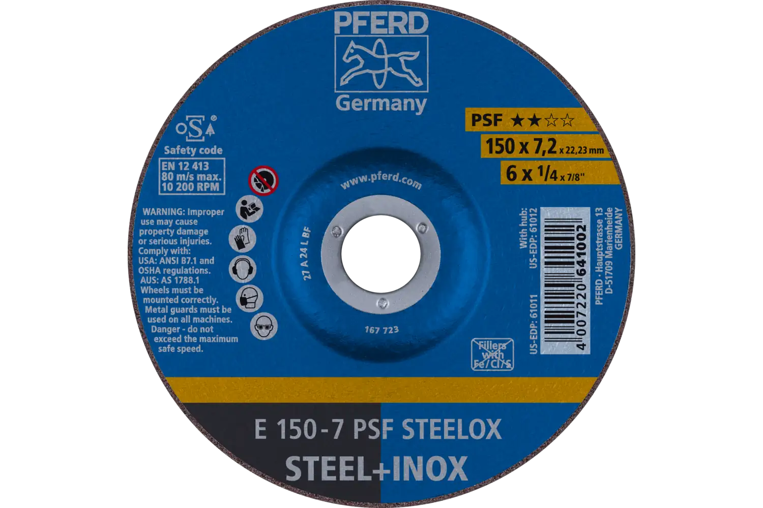 Disc de șlefuire (polizor de banc / universal) E 150-7 PSF STEELOX