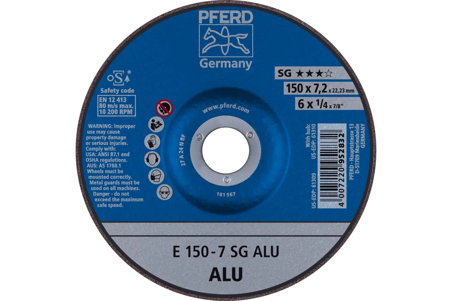 Disc de șlefuire (polizor de banc / universal) E 150-7 SG ALU