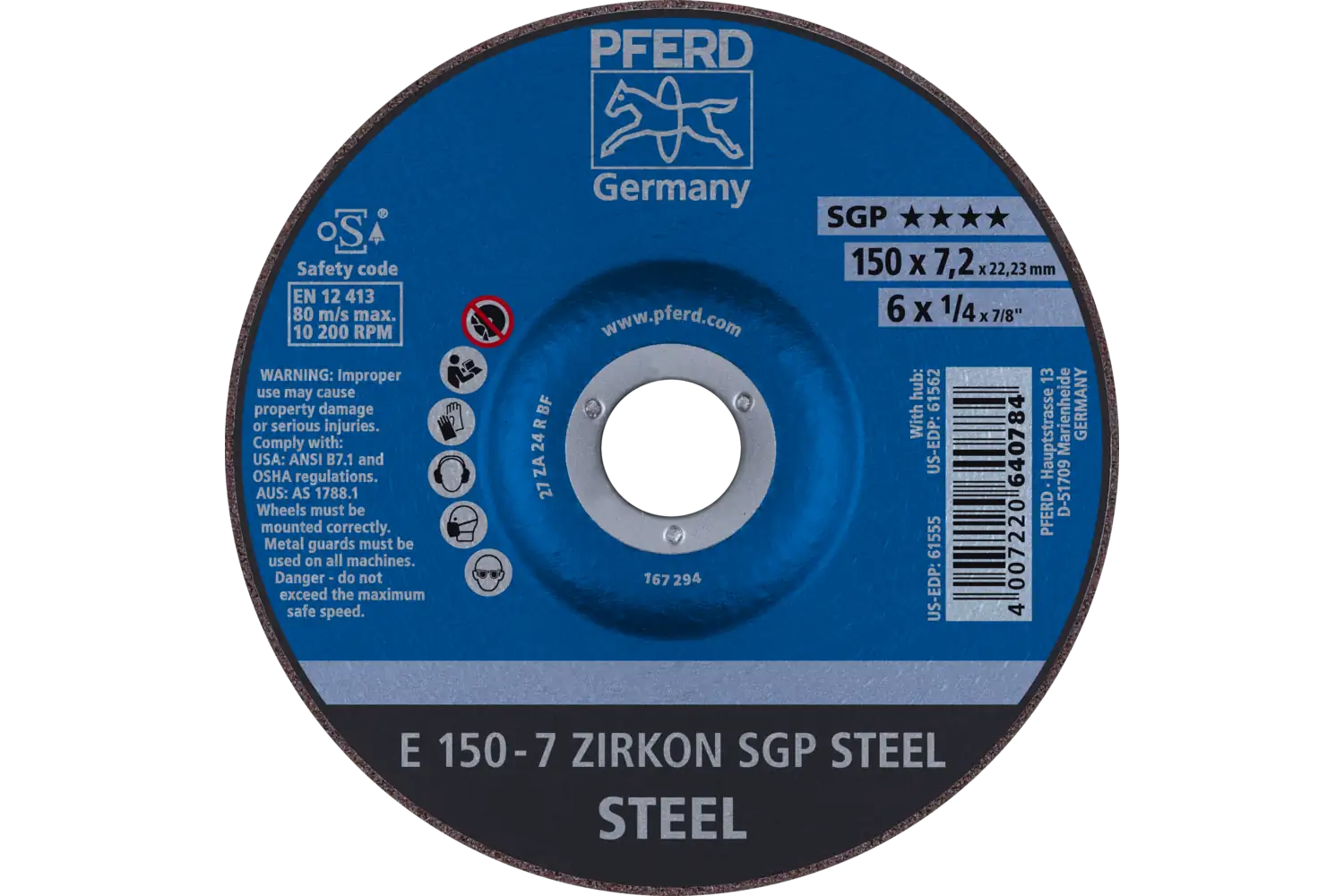 Disc de șlefuire (polizor de banc / universal) E 150-7 ZIRKON SGP STEEL