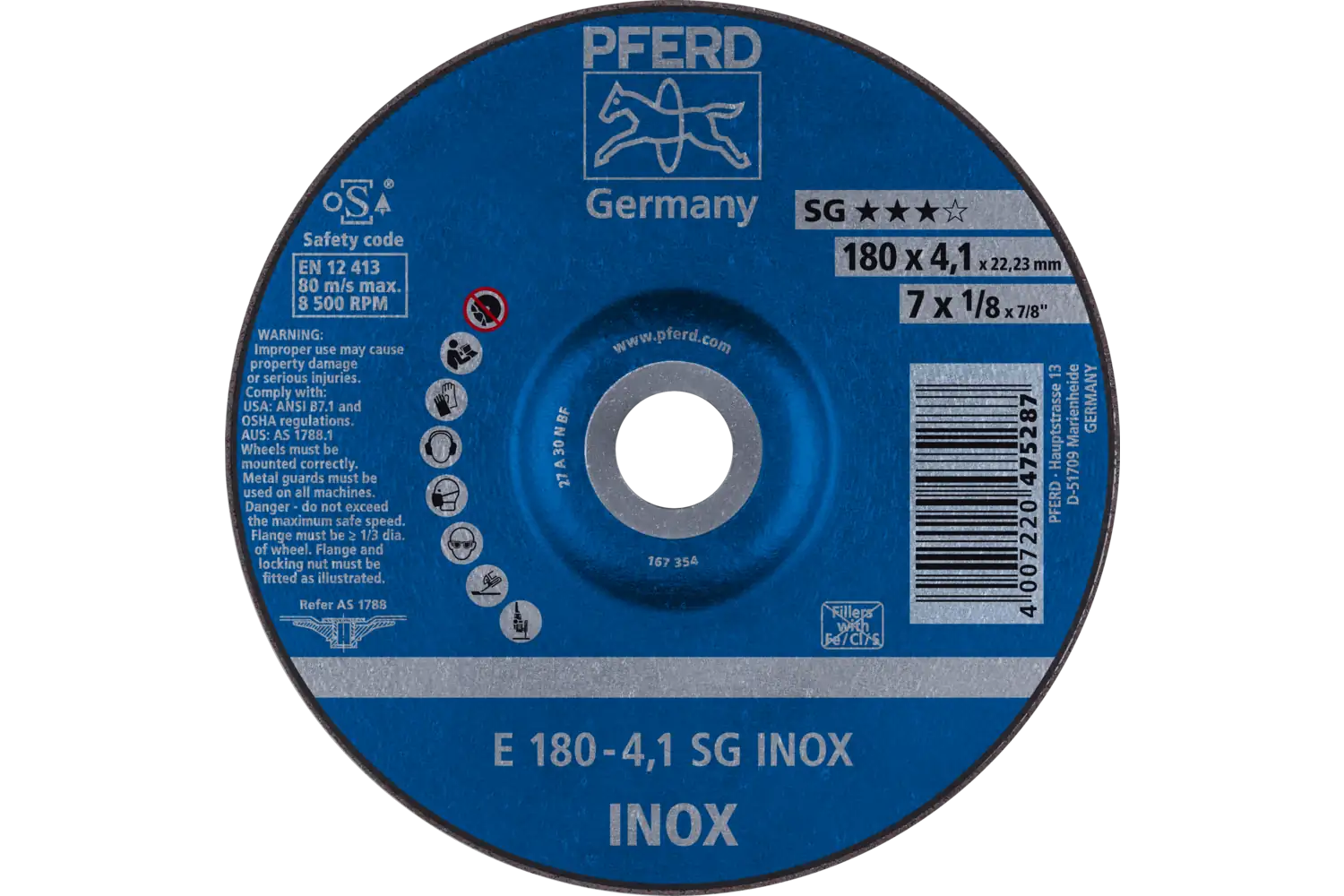 Disc de șlefuire (polizor de banc / universal) E 180-4,1 SG INOX