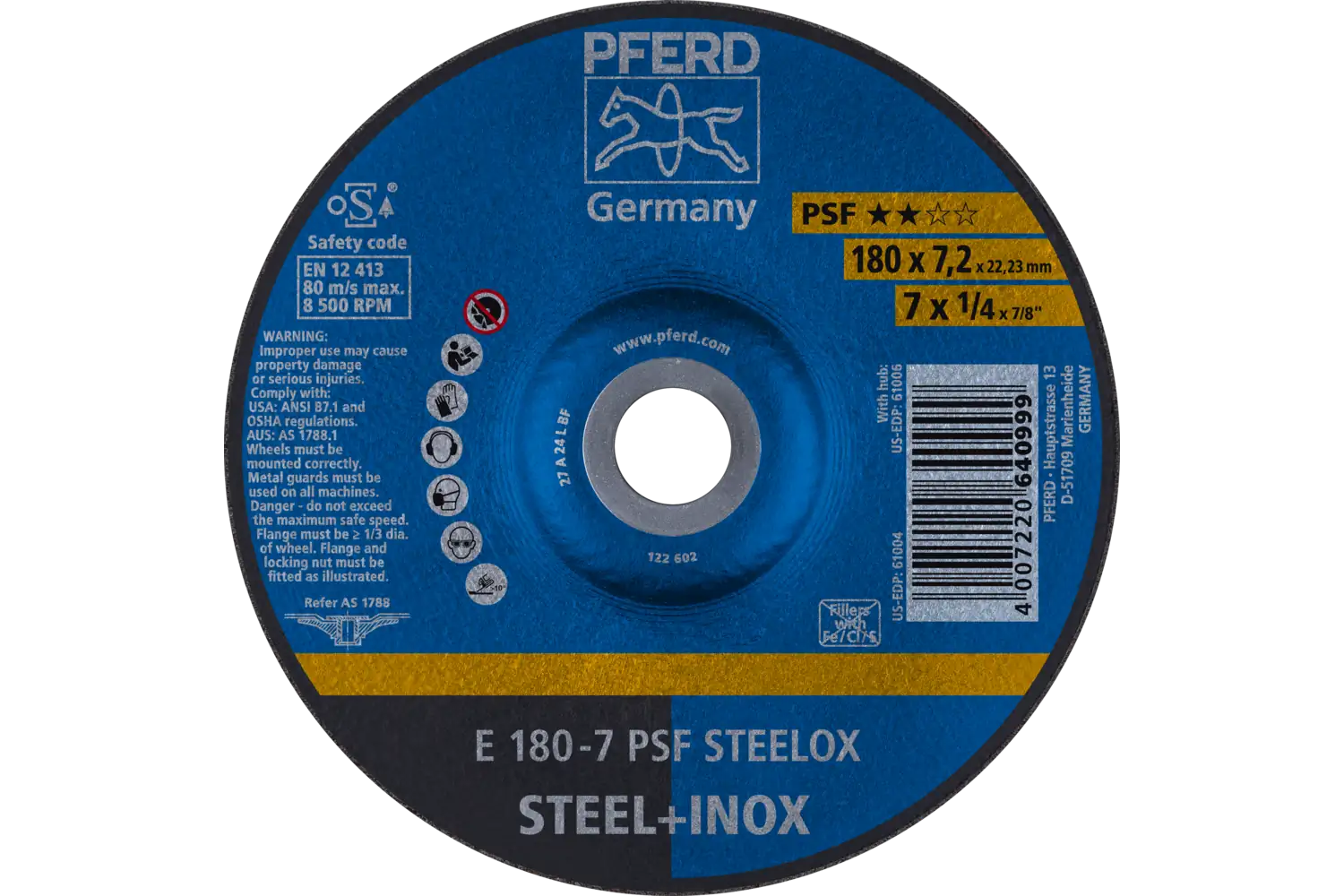 Disc de șlefuire (polizor de banc / universal) E 180-7 PSF STEELOX