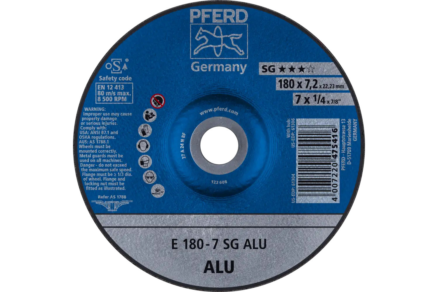 Disc de șlefuire (polizor de banc / universal) E 180-7 SG ALU