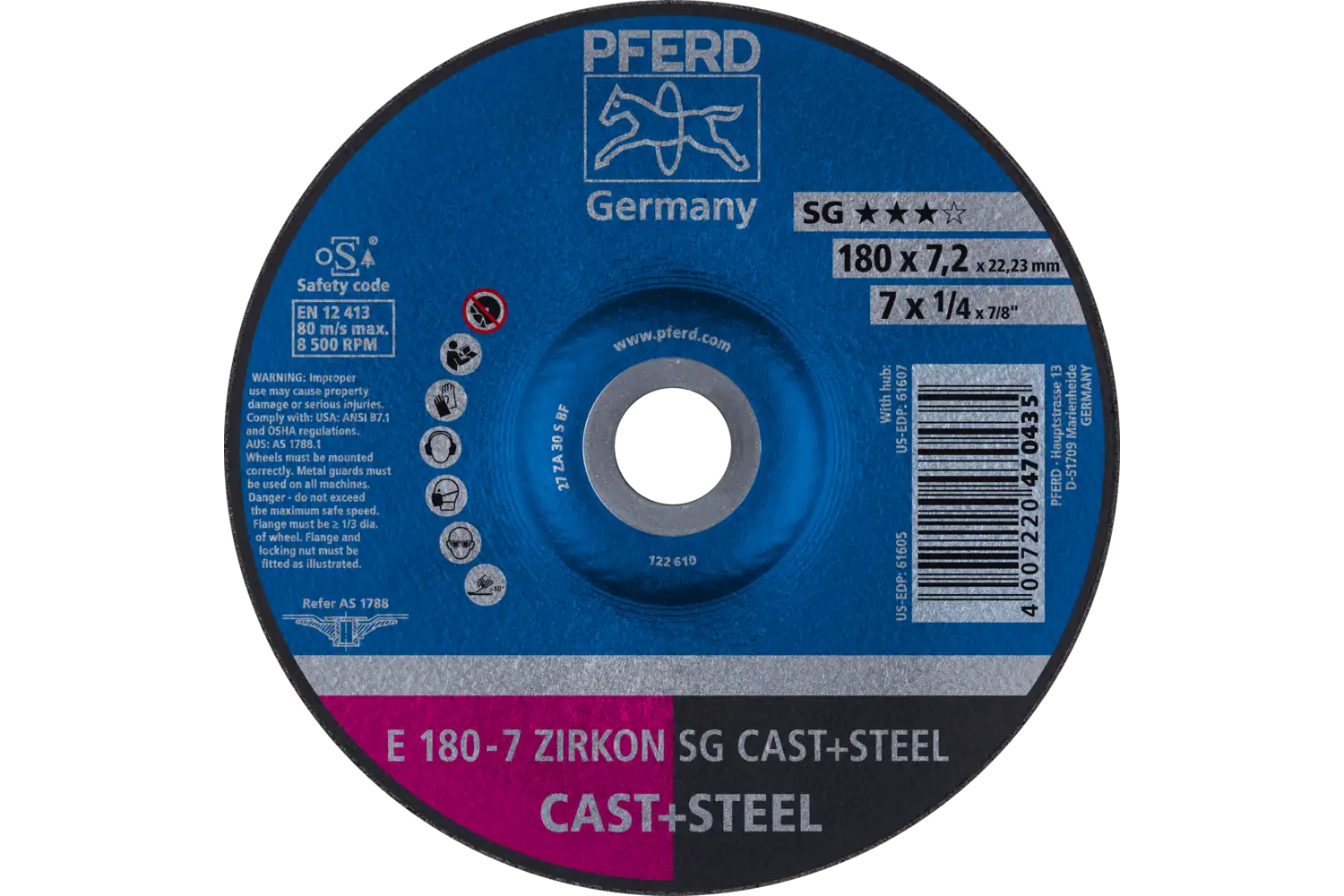 Disc de șlefuire (polizor de banc / universal) E 180-7 ZIRKON SG CAST+STEEL
