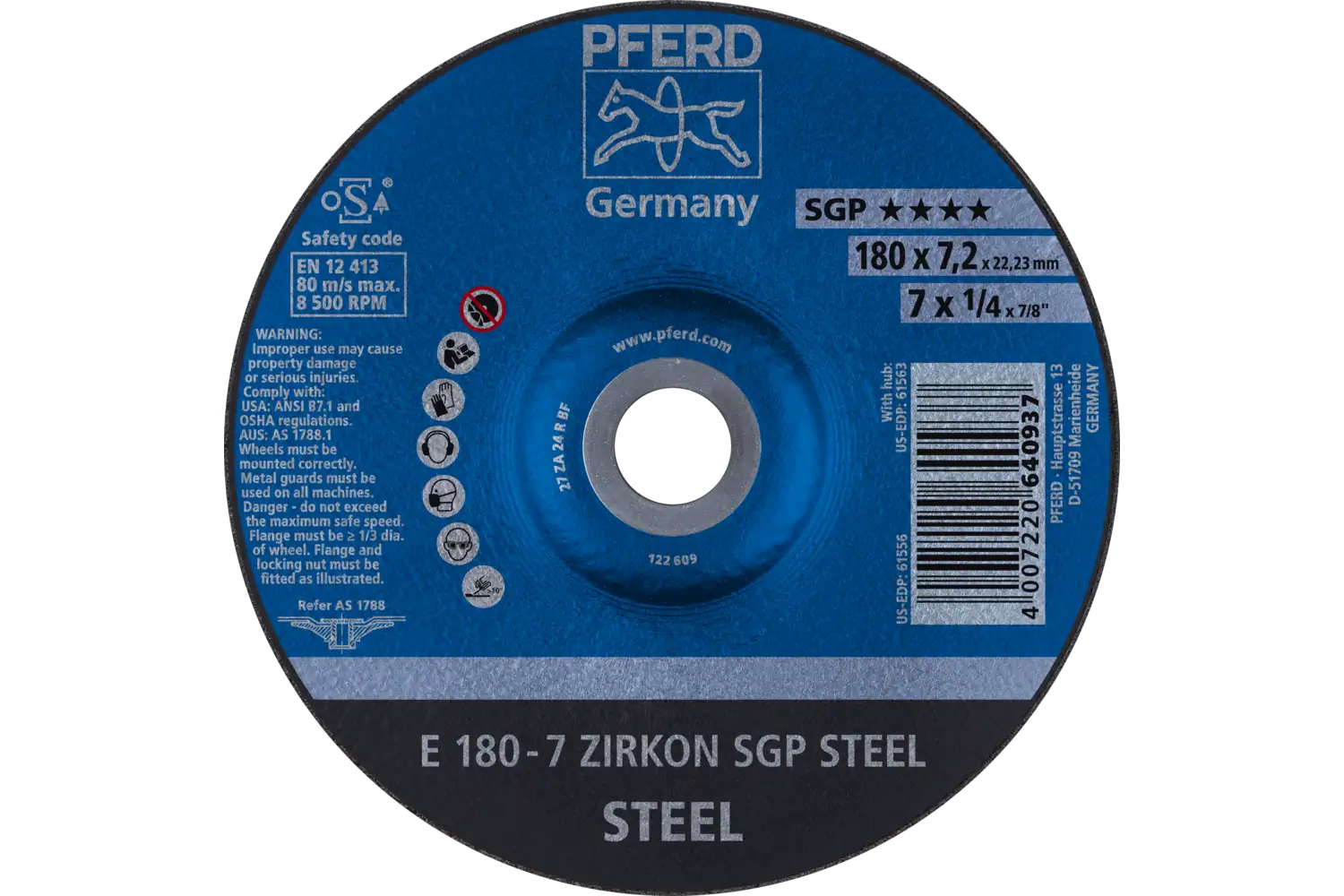 Disc de șlefuire (polizor de banc / universal) E 180-7 ZIRKON SGP STEEL