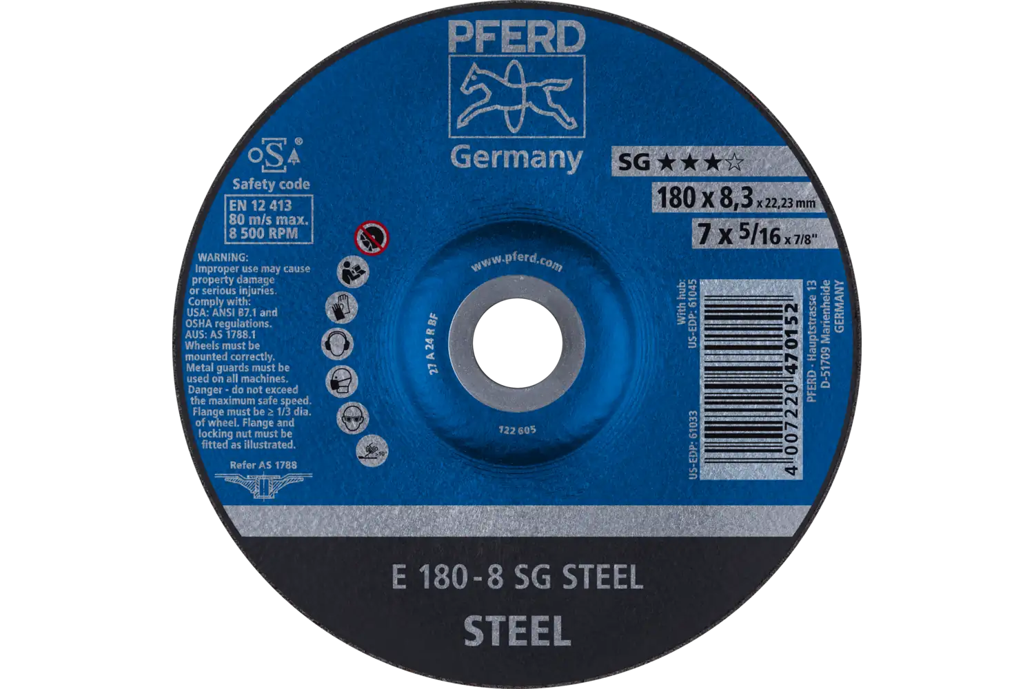 Disc de șlefuire (polizor de banc / universal) E 180-8 SG STEEL