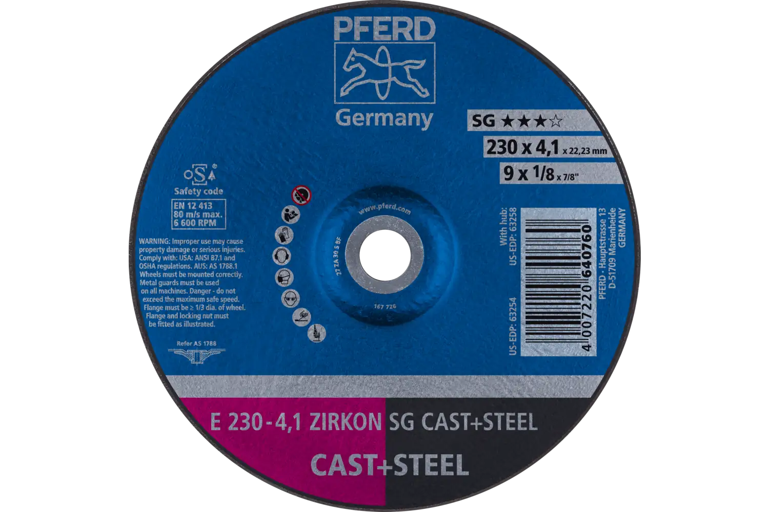 Disc de șlefuire (polizor de banc / universal) E 230-4,1 ZIRKON SG CAST+STEEL