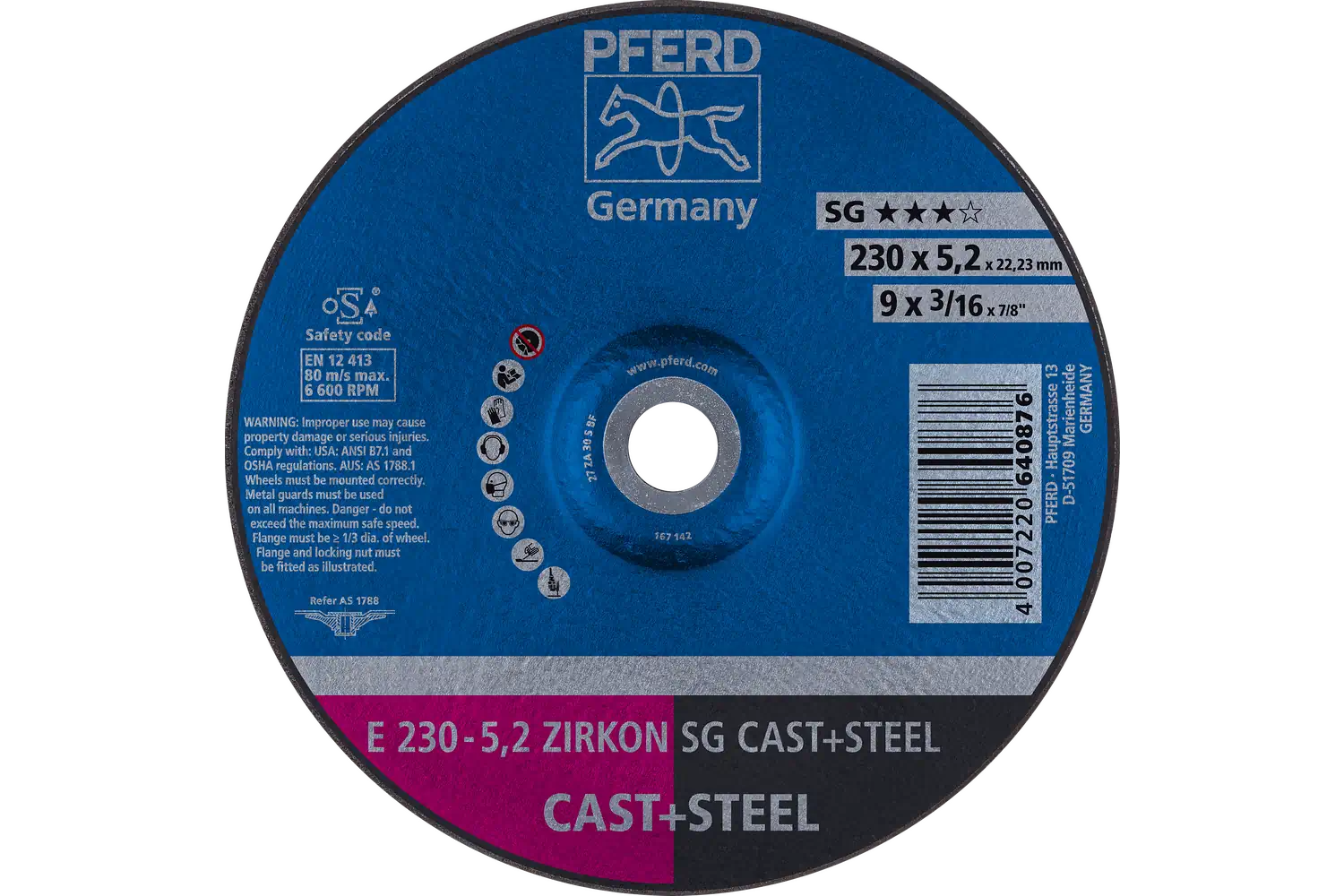 Disc de șlefuire (polizor de banc / universal) E 230-5,2 ZIRKON SG CAST+STEEL
