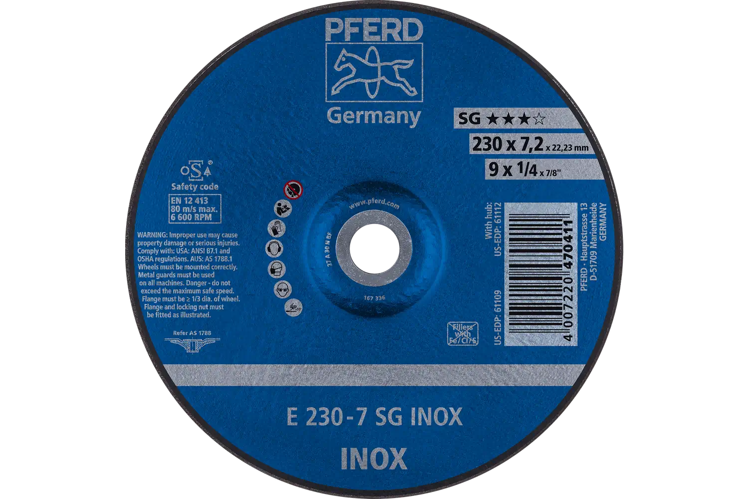 Disc de șlefuire (polizor de banc / universal) E 230-7 SG INOX