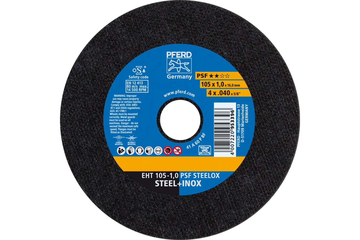 Disc de debitat (tăiere) EHT 105-1,0 PSF STEELOX/16,0