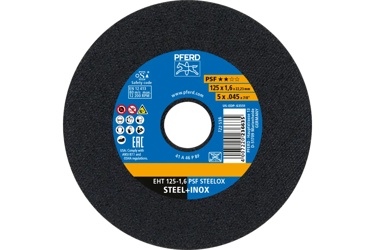 Disc de debitat (tăiere) EHT 125-1,6 PSF STEELOX