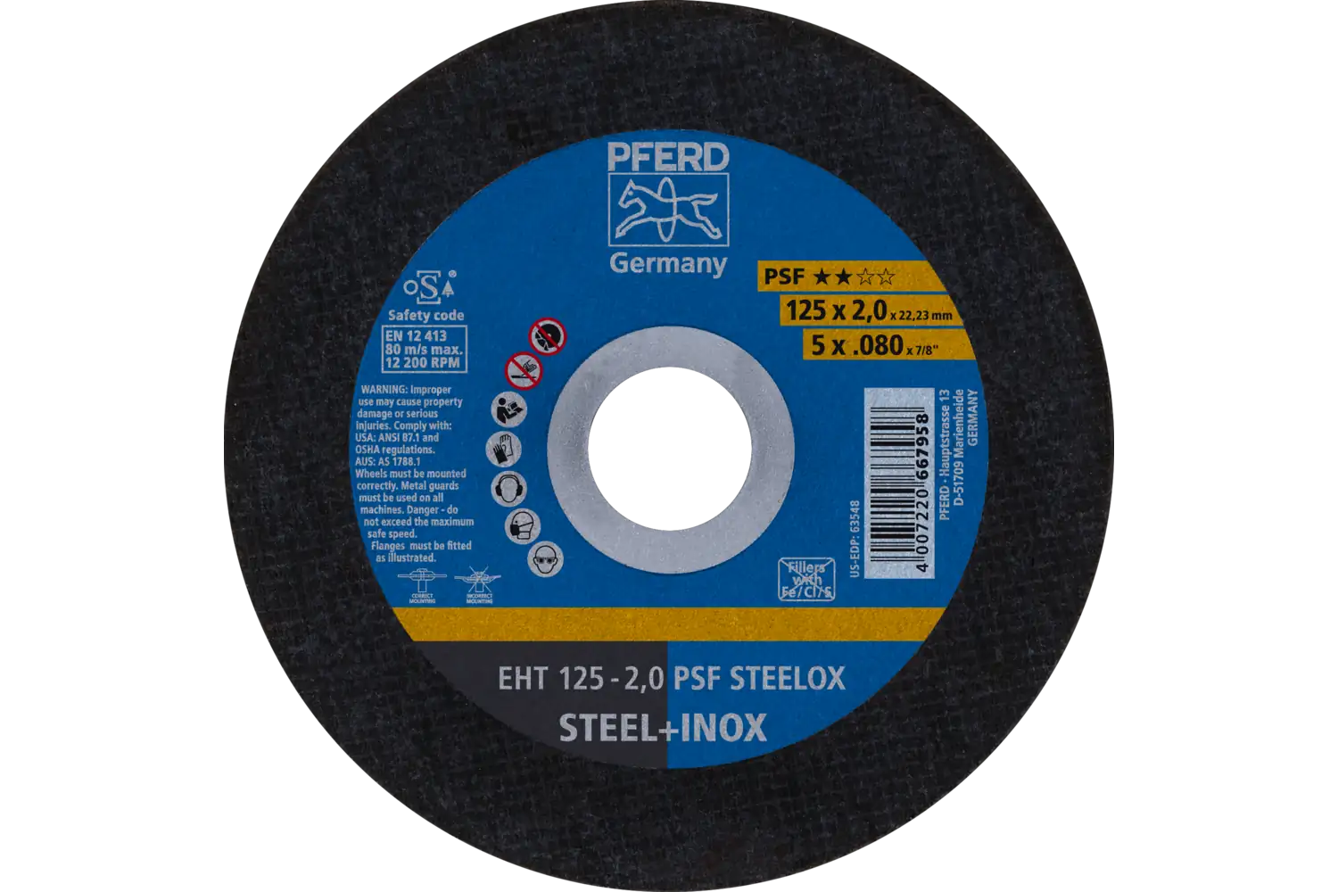 Disc de debitat (tăiere) EHT 125-2,0 PSF STEELOX