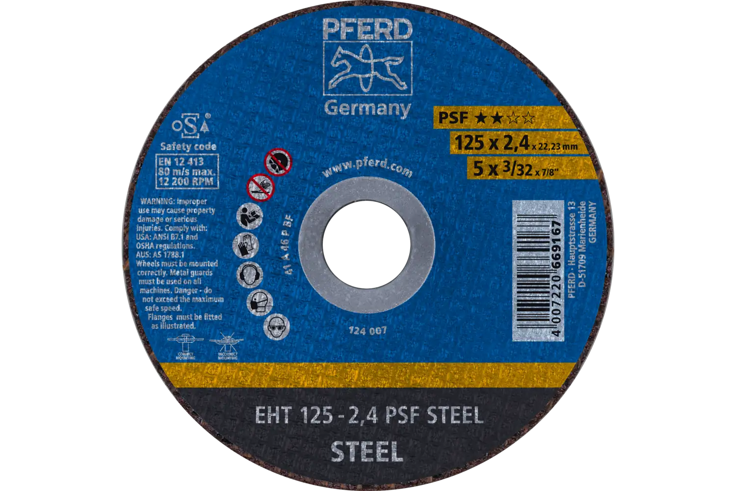Disc de debitat (tăiere) EHT 125-2,4 PSF STEEL