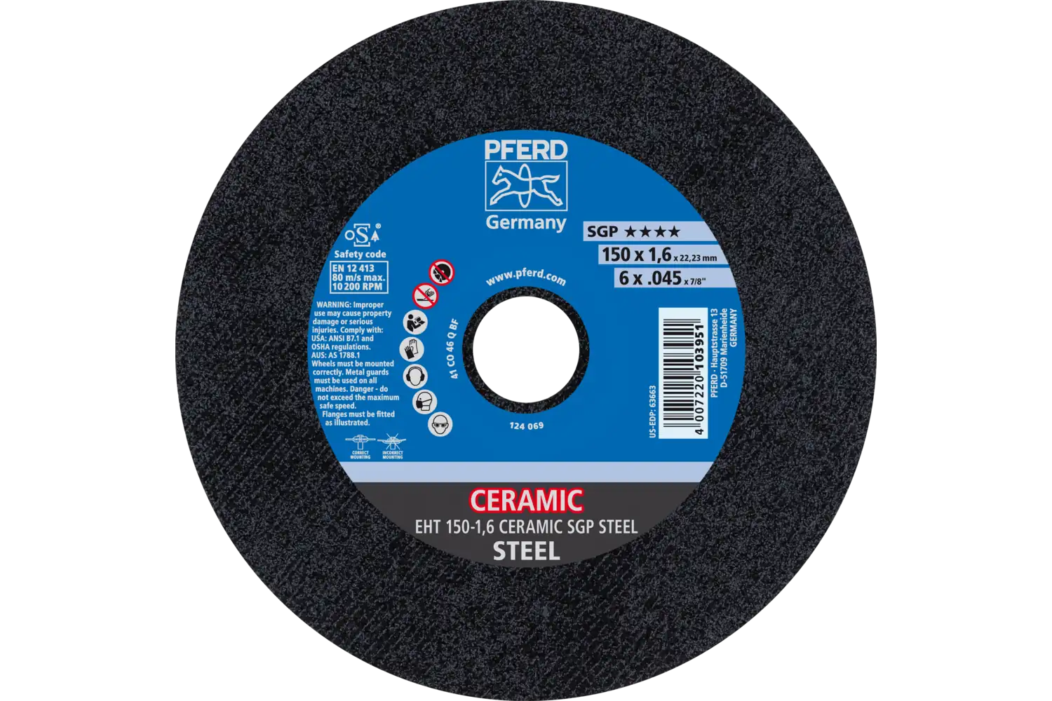 Disc de debitat (tăiere) EHT 150-1,6 CERAMIC SGP STEEL