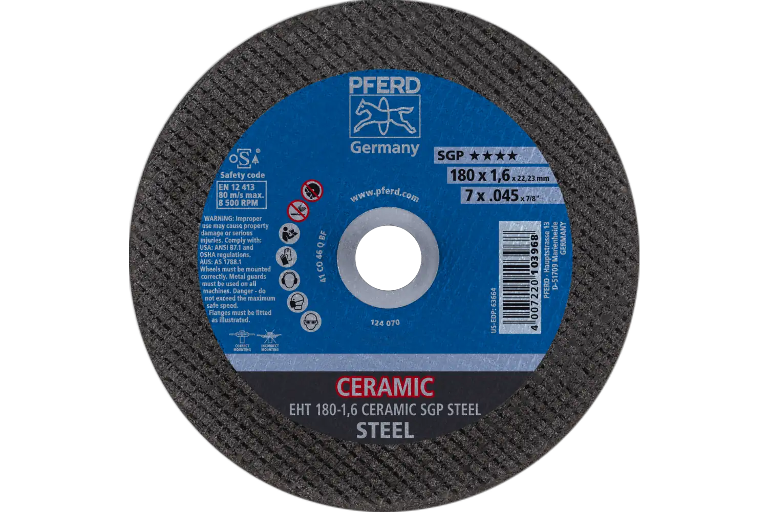 Disc de debitat (tăiere) EHT 180-1,6 CERAMIC SGP STEEL