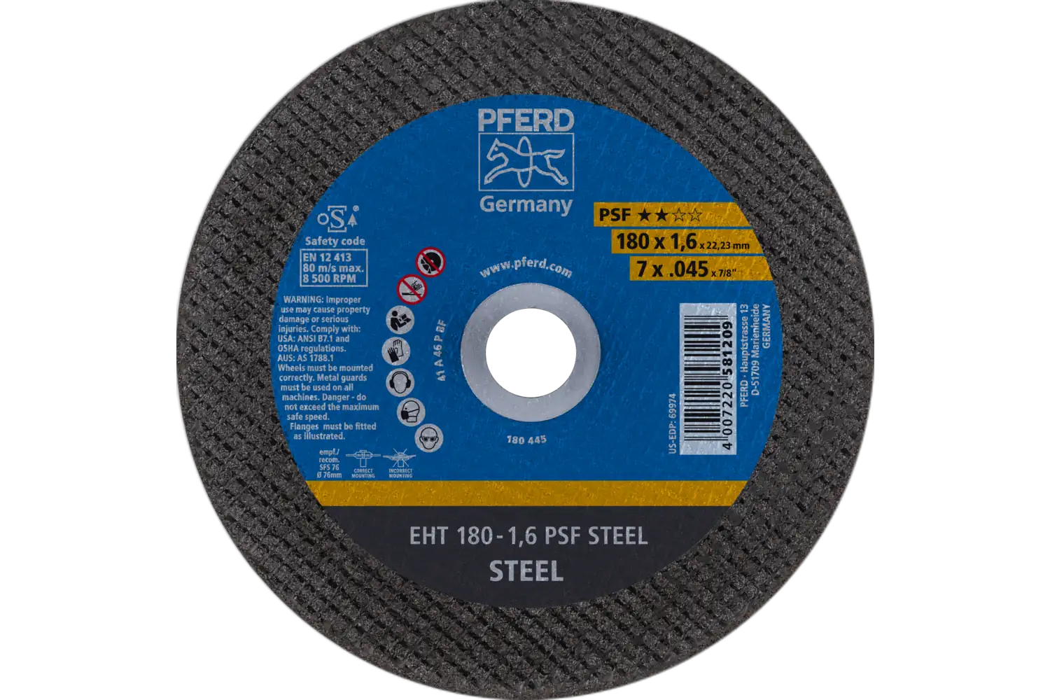 Disc de debitat (tăiere) EHT 180-1,6 PSF STEEL