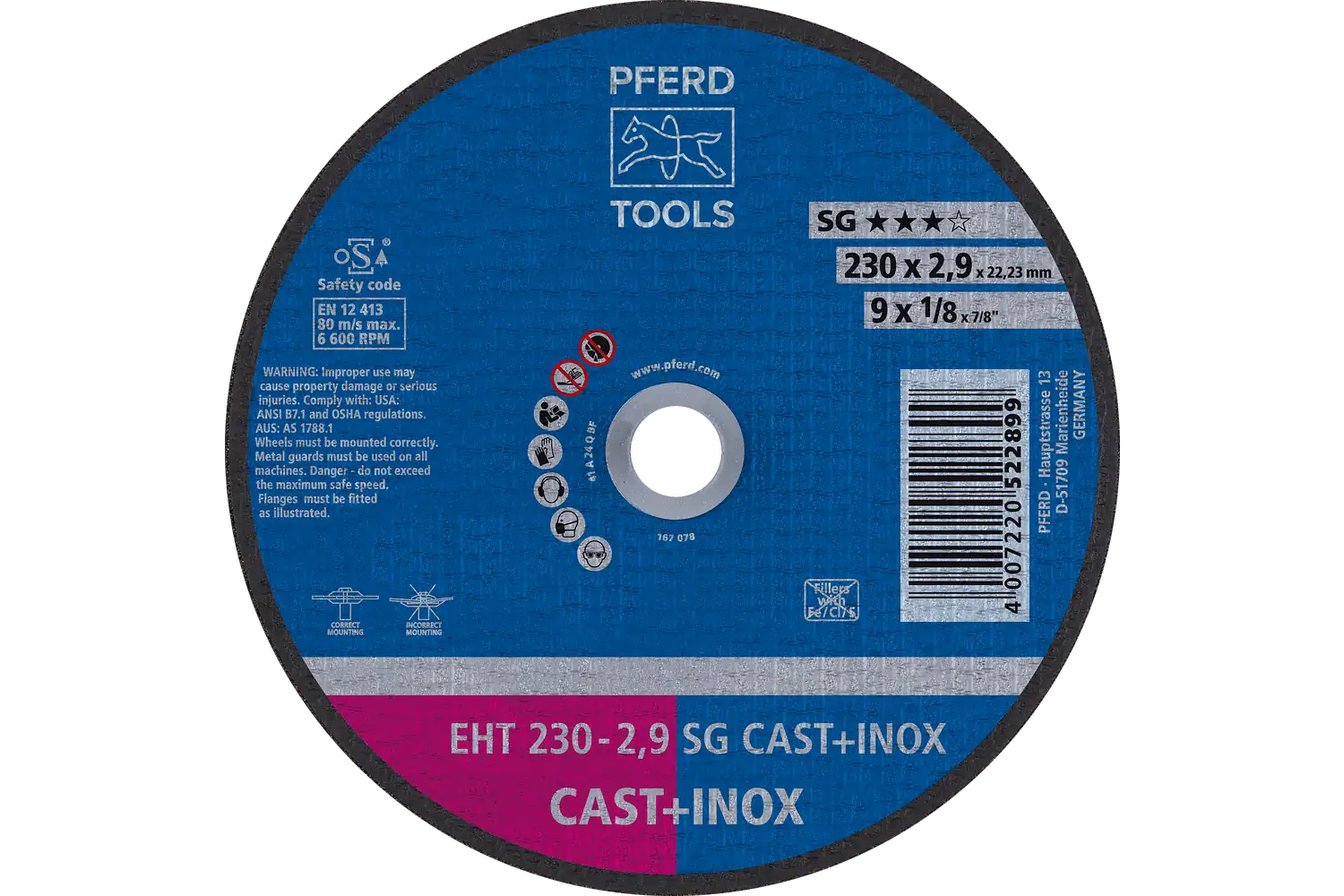 Disc de debitat (tăiere) EHT 230-2,9 SG CAST+INOX