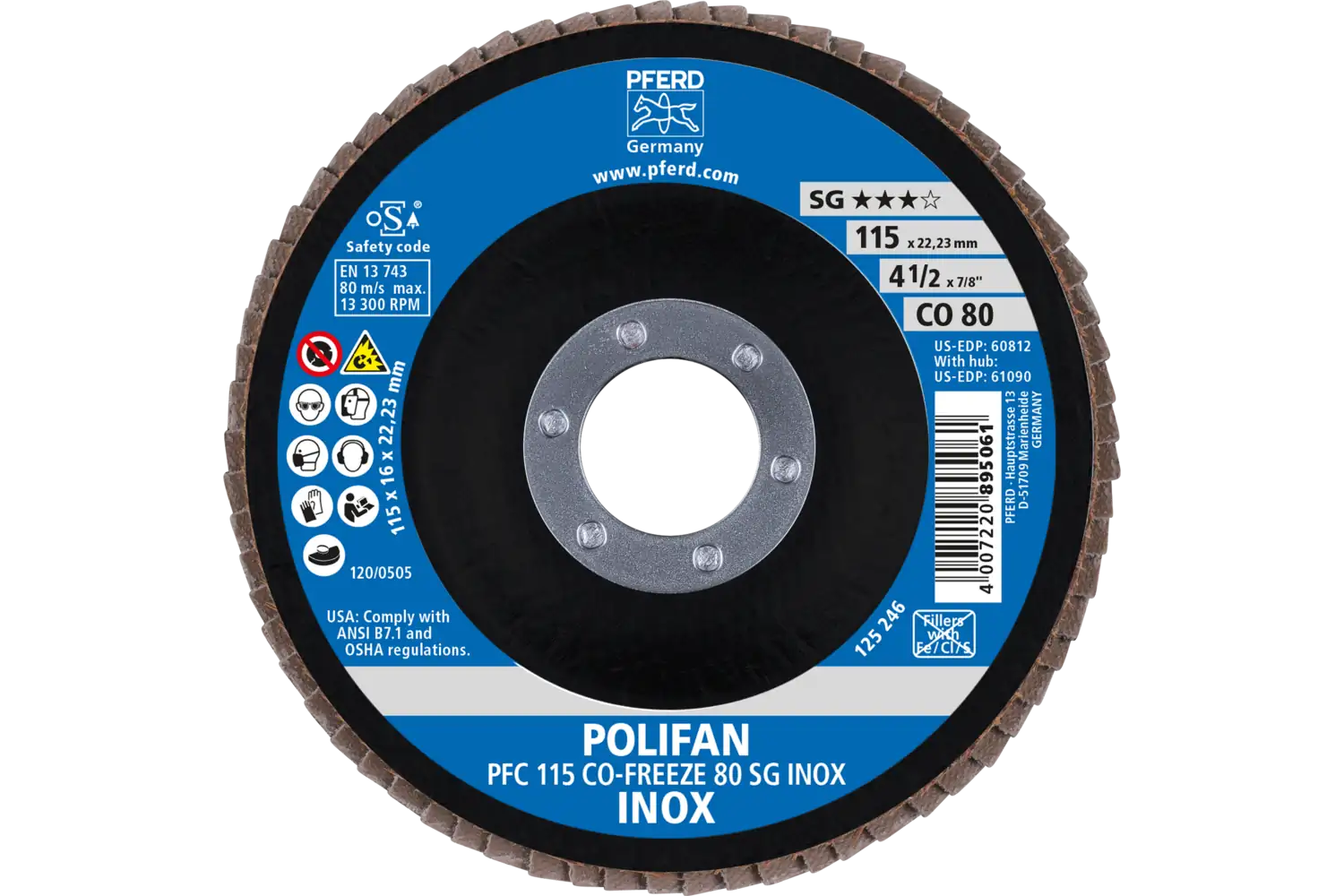 Disc lamelar frontal (POLIFAN) PFC 115 CO-FREEZE 80 SG INOX
