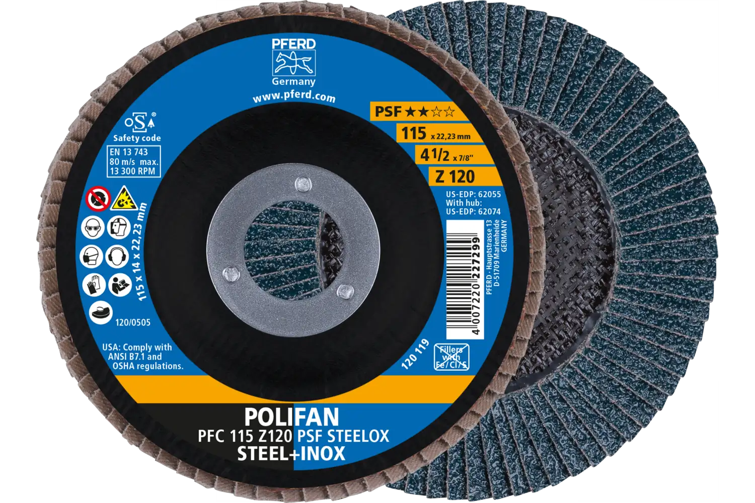 Disc lamelar frontal (POLIFAN) PFC 115 Z 120 PSF STEELOX