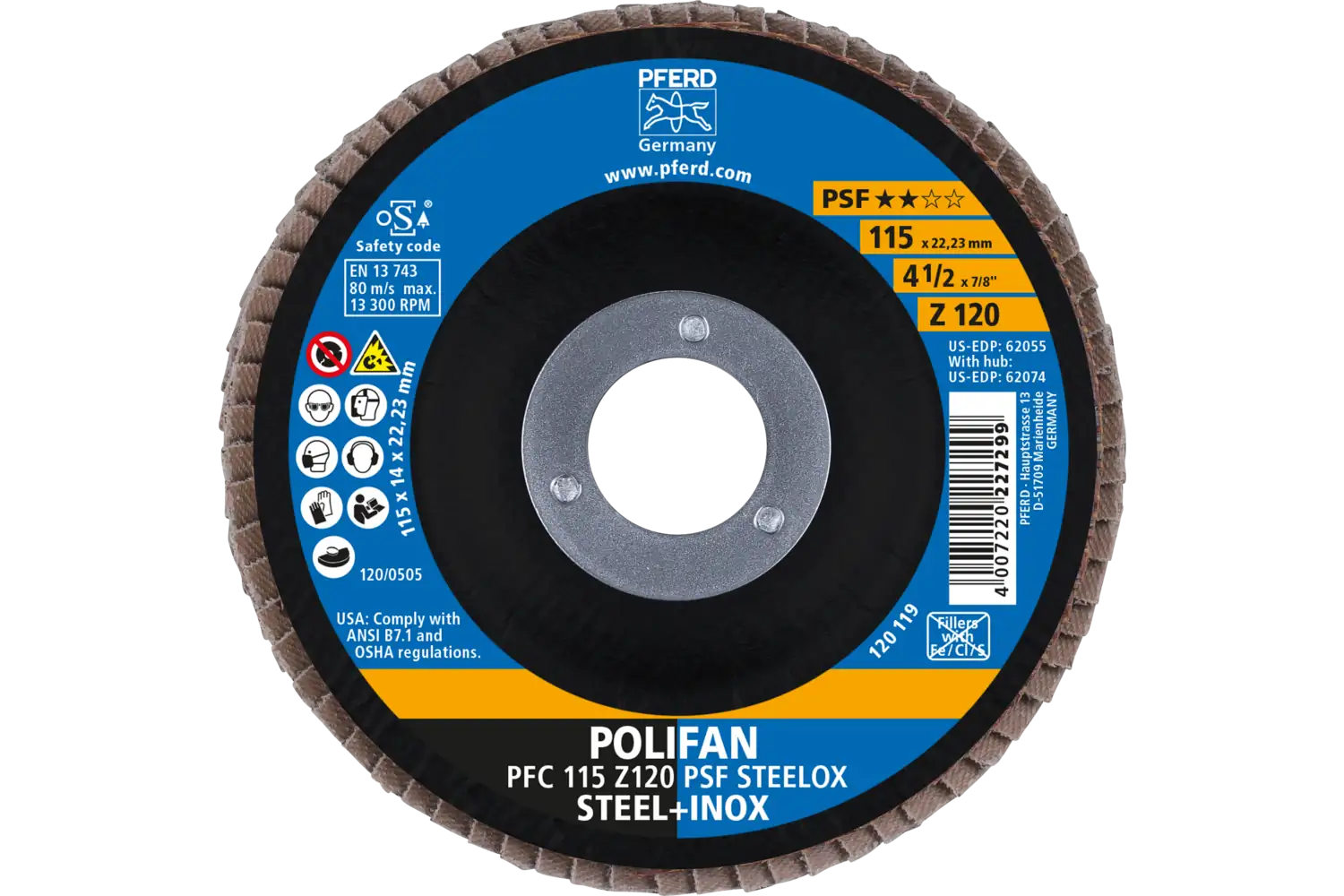 Disc lamelar frontal (POLIFAN) PFC 115 Z 120 PSF STEELOX