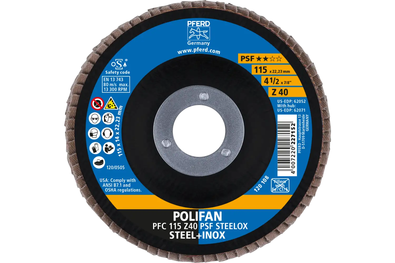 Disc lamelar frontal (POLIFAN) PFC 115 Z 40 PSF STEELOX